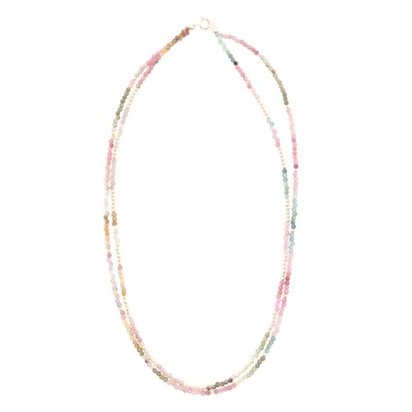 GEORG K  Usa 14kt Gold Multicolor Tourmaline Double Necklace - Picture 1 of 2